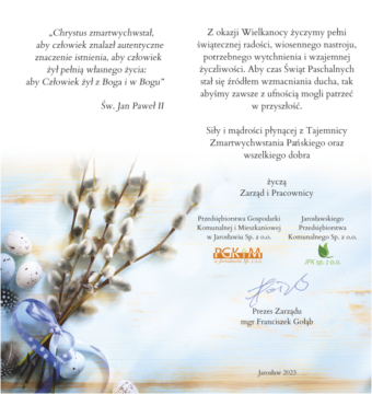 Życzenia Wielkanocne 2023 r.